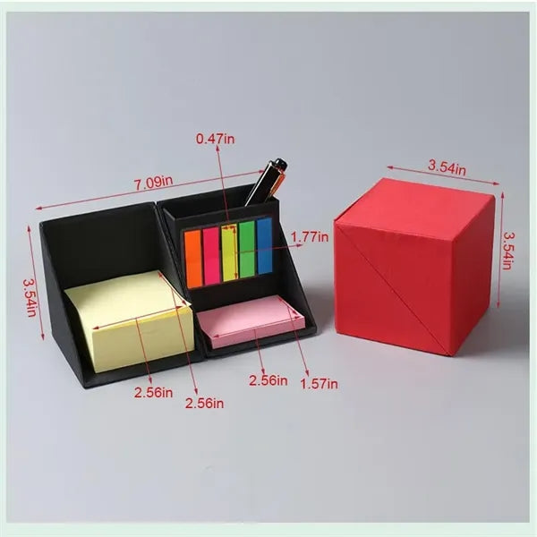 Foldable Cube Sticky Note Pen Holder