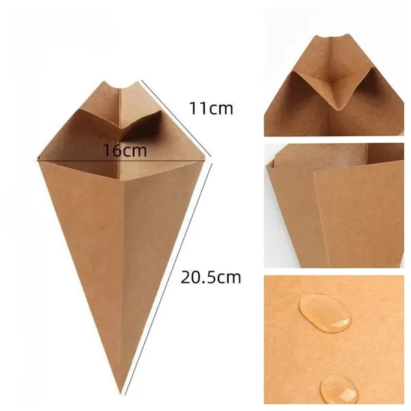 Disposable French Fries Holder Cups- Cone Shaped
