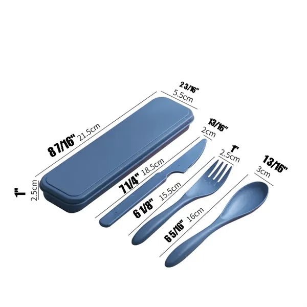 Wheat Straw Cutlery Knife Fork Spoon Portable Tableware Set