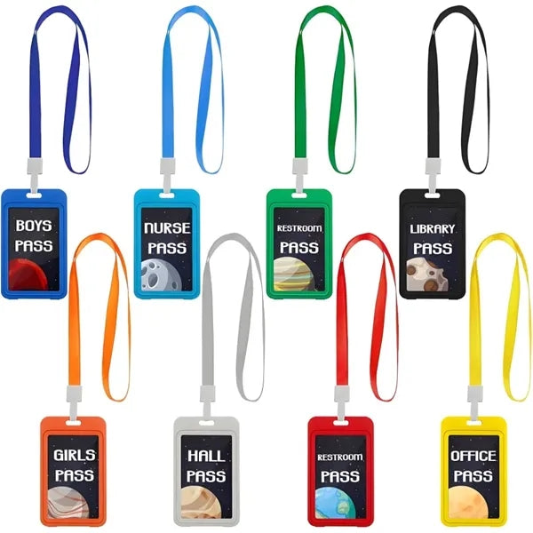 4" Plastic Badge Card Holder w/Lanyard