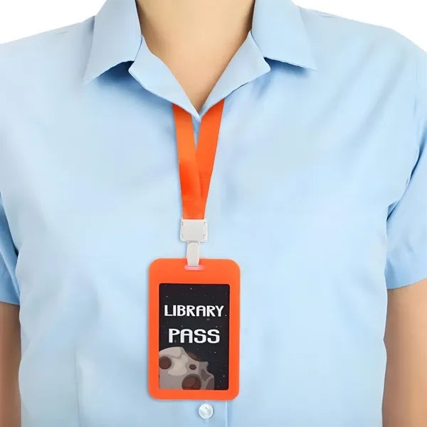 4" Plastic Badge Card Holder w/Lanyard