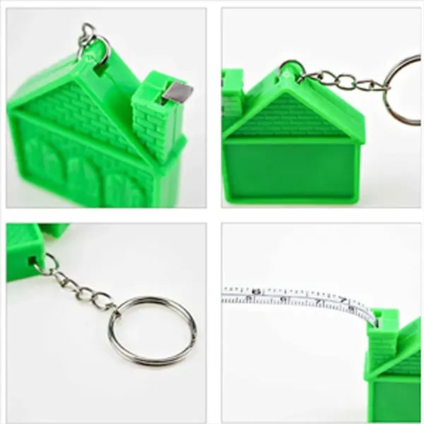 1m House Shaped Keychain Retractable Double Measuring Tape