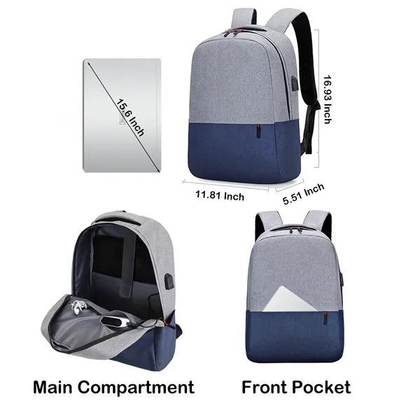15.6-inch Colorblock USB Charging Business Laptop Backpack
