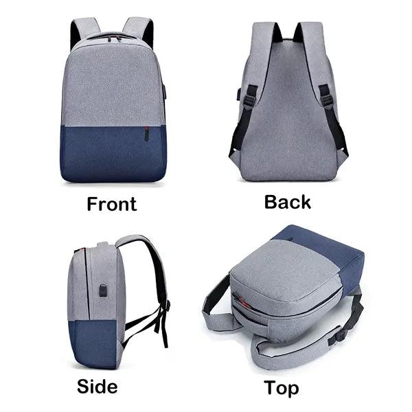 15.6-inch Colorblock USB Charging Business Laptop Backpack