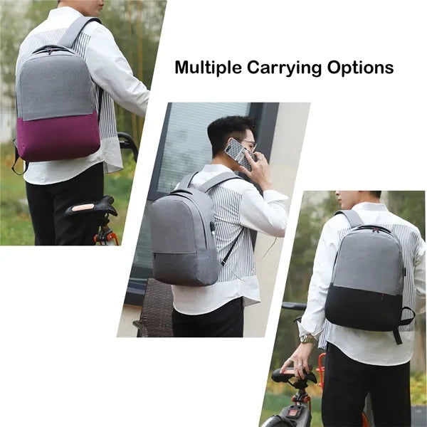15.6-inch Colorblock USB Charging Business Laptop Backpack