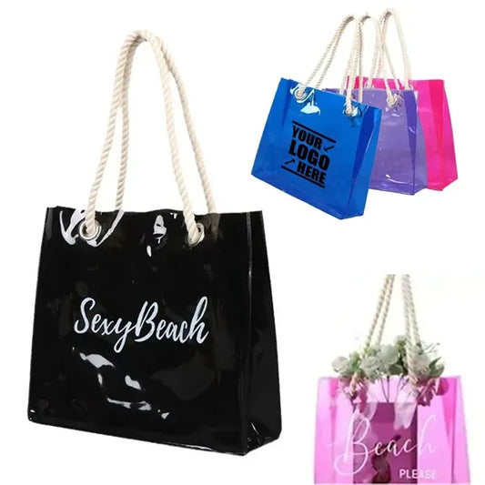 Clear PVC Beach Tote Bag with Rope Handle