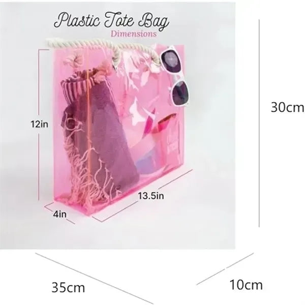Clear PVC Beach Tote Bag with Rope Handle