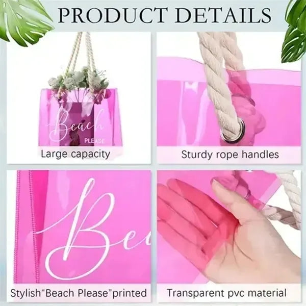 Clear PVC Beach Tote Bag with Rope Handle