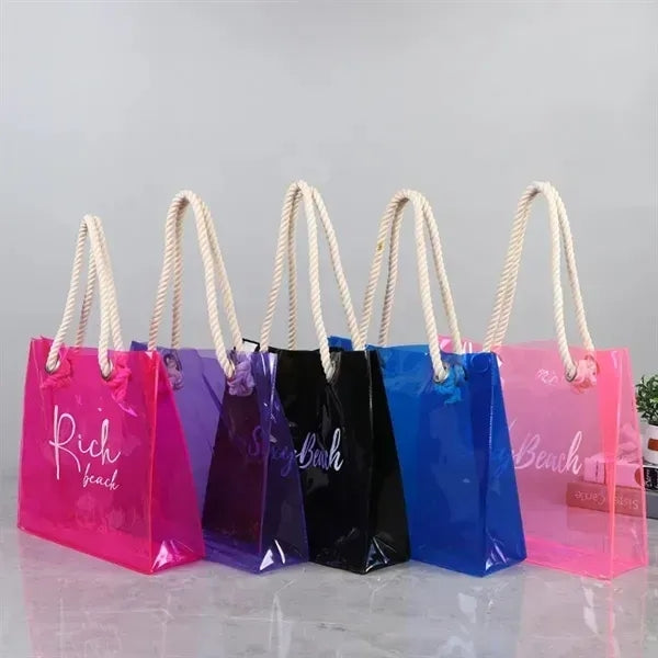 Clear PVC Beach Tote Bag with Rope Handle