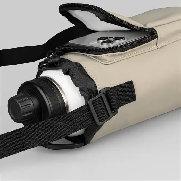 Malmo Recycled PU Zipper Pocket Bottle Bag - Silkscreen
