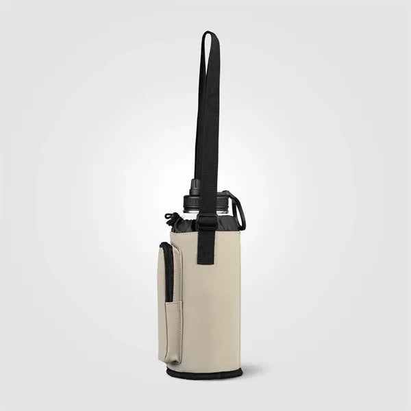 Malmo Recycled PU Zipper Pocket Bottle Bag - Silkscreen