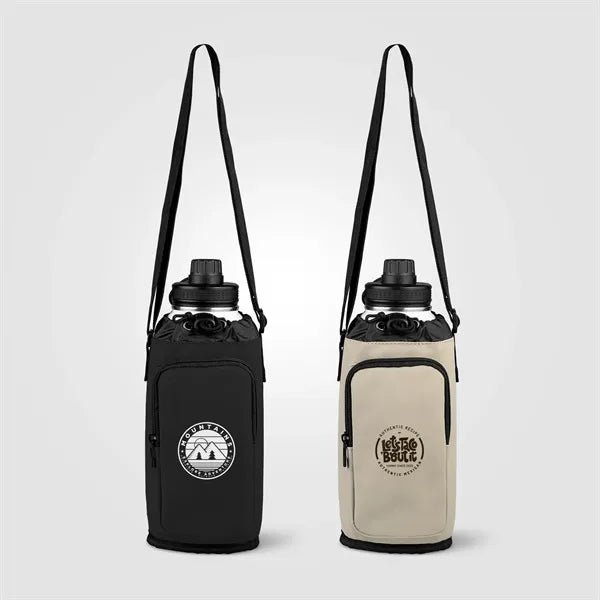 Malmo Recycled PU Zipper Pocket Bottle Bag - Silkscreen