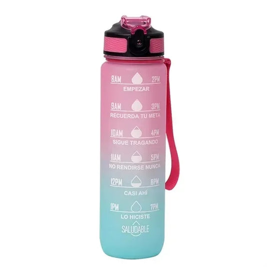 32 oz Water Bottle with Times to Drink and Straw