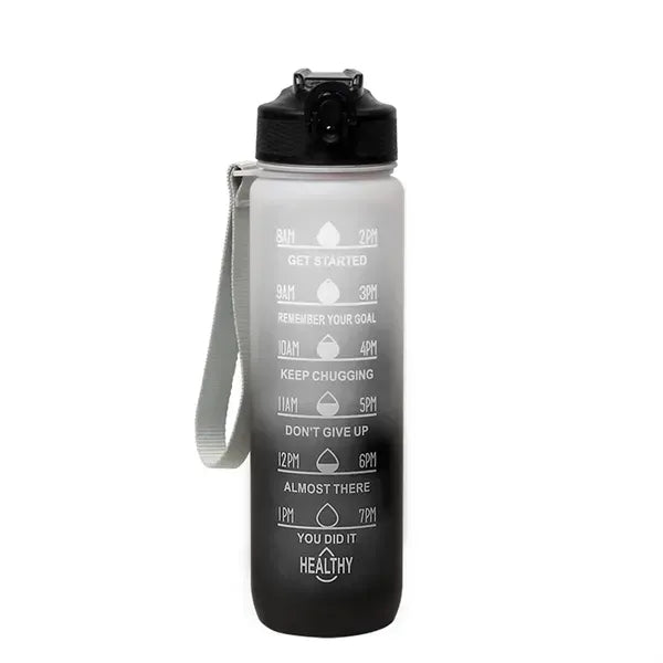 32 oz Water Bottle with Times to Drink and Straw