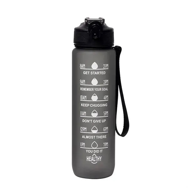 32 oz Water Bottle with Times to Drink and Straw
