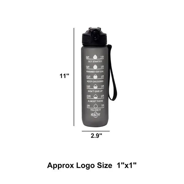 32 oz Water Bottle with Times to Drink and Straw