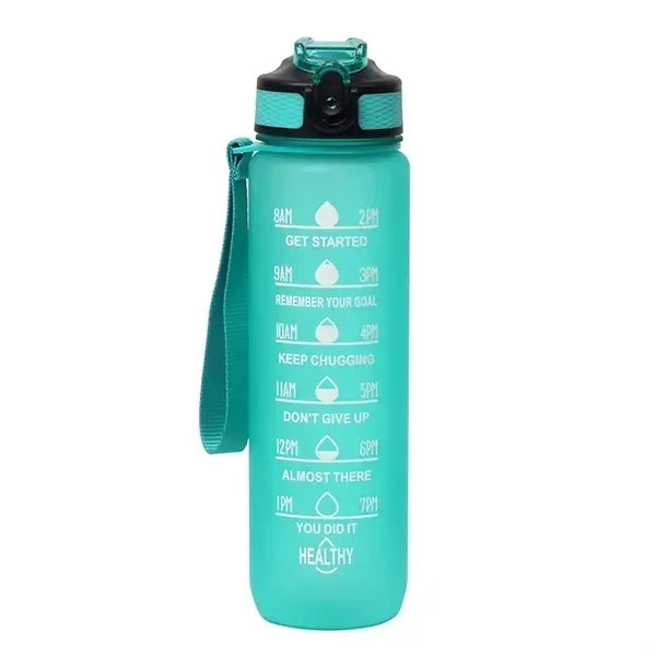 32 oz Water Bottle with Times to Drink and Straw