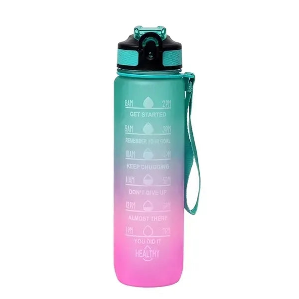 32 oz Water Bottle with Times to Drink and Straw