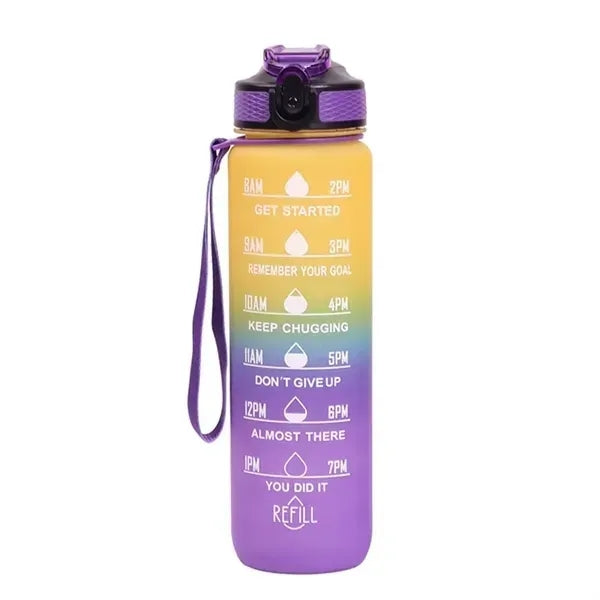 32 oz Water Bottle with Times to Drink and Straw