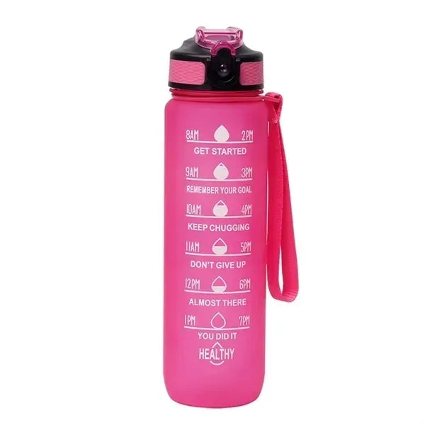 32 oz Water Bottle with Times to Drink and Straw