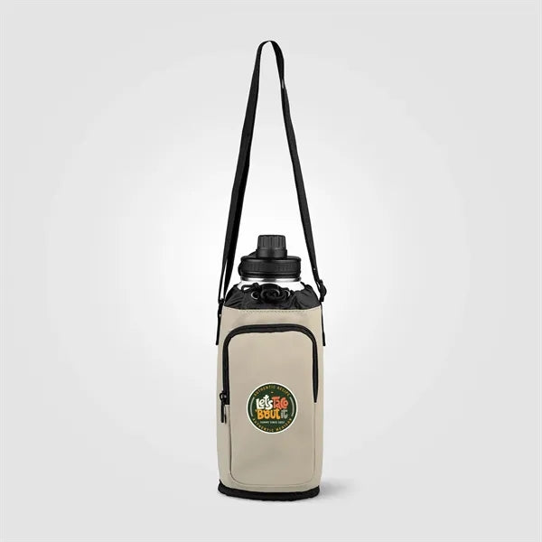 Malmo Recycled PU Zipper Pocket Bottle Bag - Silkscreen