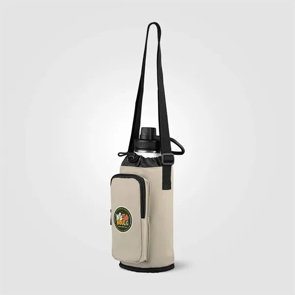 Malmo Recycled PU Zipper Pocket Bottle Bag - Silkscreen