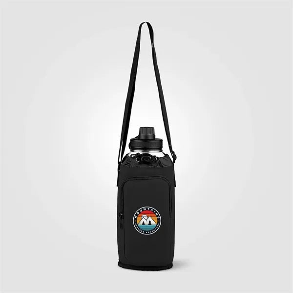 Malmo Recycled PU Zipper Pocket Bottle Bag - Heat Transfer
