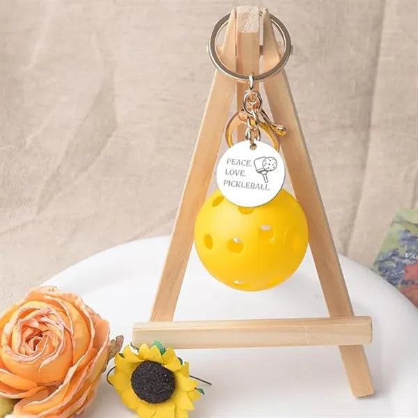 Pickleball Stainless Steel Keychain Sports Gifts