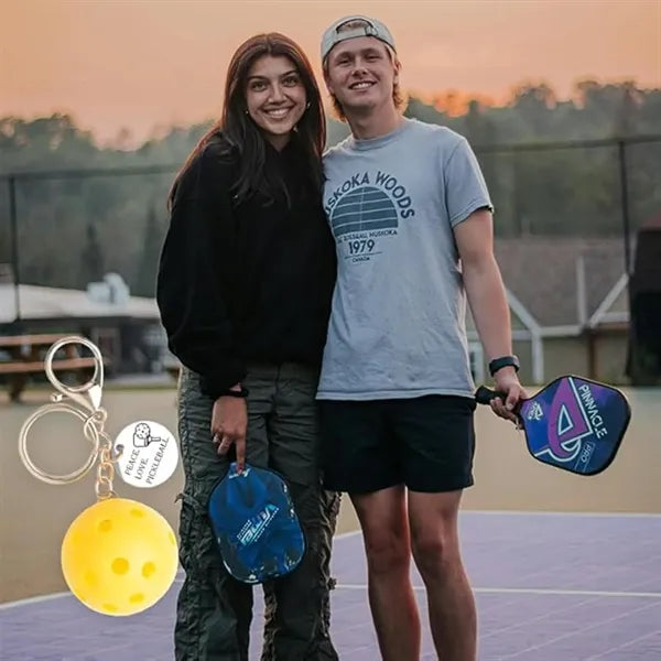 Pickleball Stainless Steel Keychain Sports Gifts