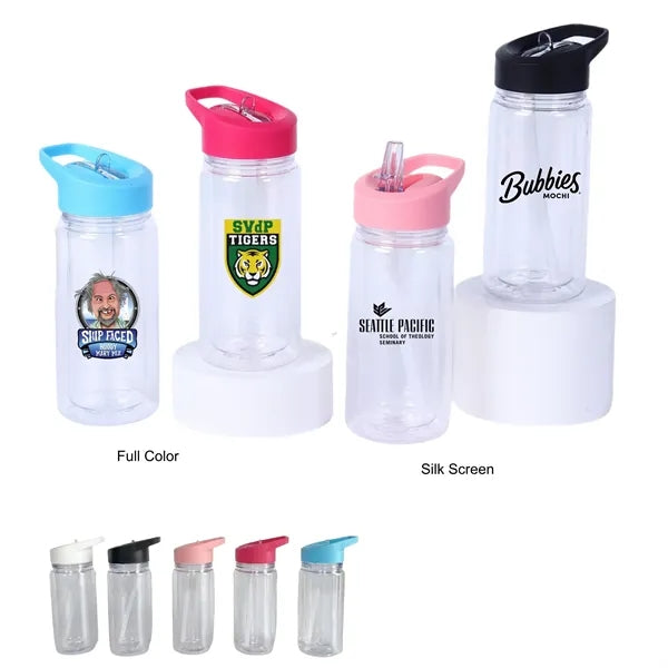 10 oz Kids Double Wall Plastic Snow Globe Tumbler with Straw
