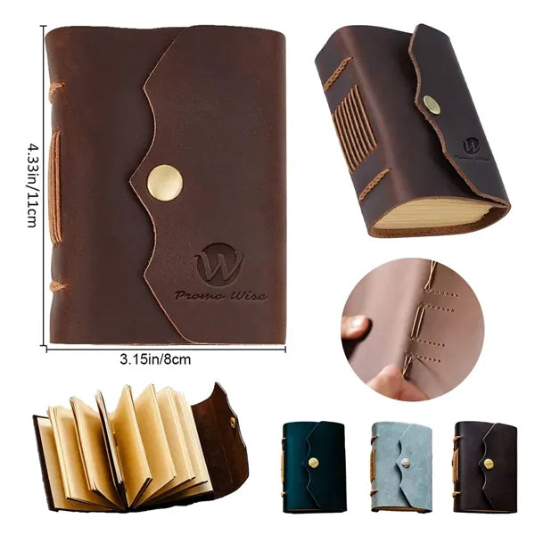 A7 Vintage Pocket Journal Portable Snap Button Notebook