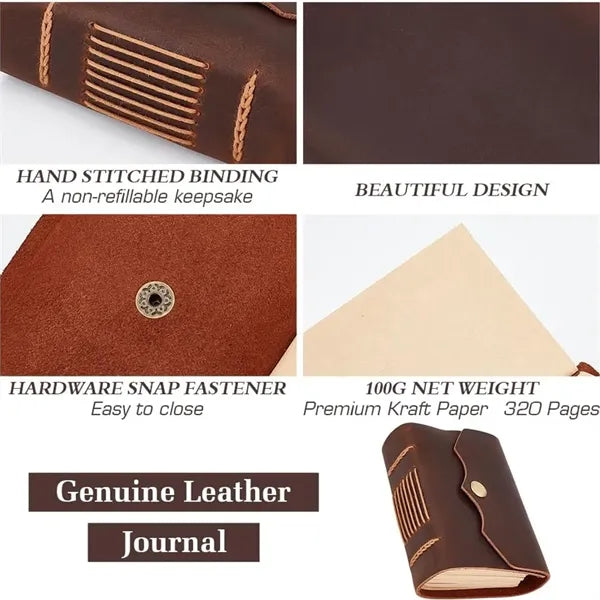 A7 Vintage Pocket Journal Portable Snap Button Notebook