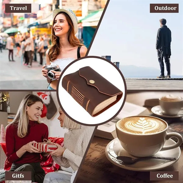 A7 Vintage Pocket Journal Portable Snap Button Notebook