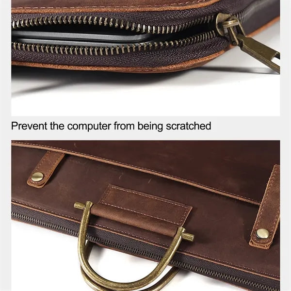 Genuine Leather Briefcase Laptop Bag w/ Unbrella Holder