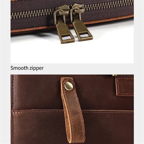 Genuine Leather Briefcase Laptop Bag w/ Unbrella Holder