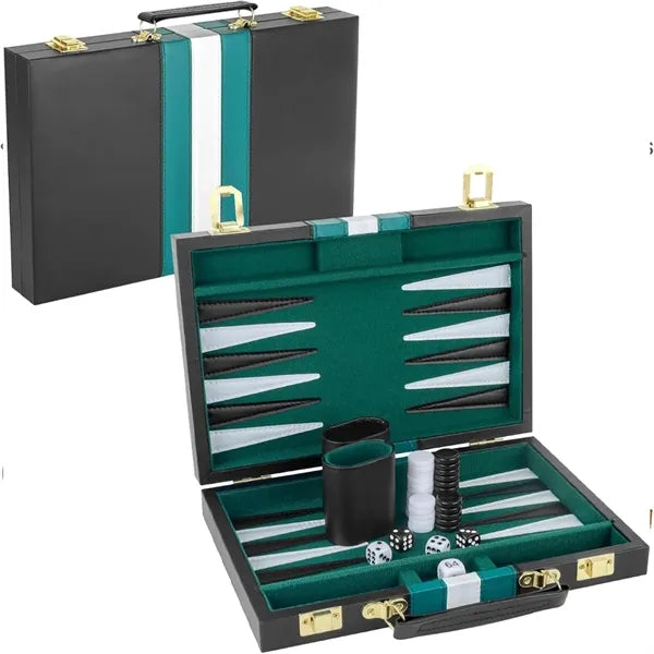 Folding Portable 15 Inch Classic Backgammon Set with Case