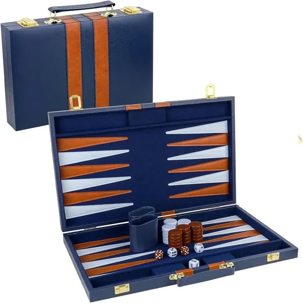 Folding Portable 15 Inch Classic Backgammon Set with Case