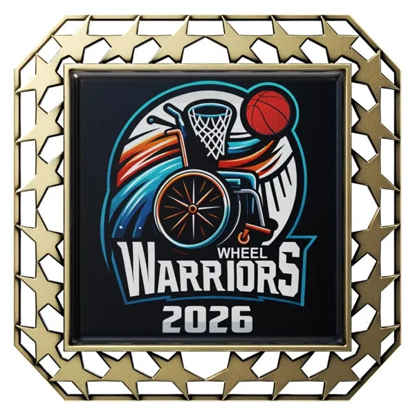 Express Star Border Square Insert Medal