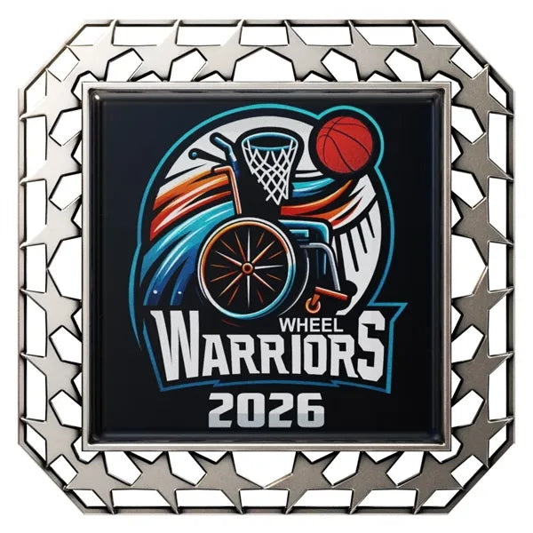 Express Star Border Square Insert Medal