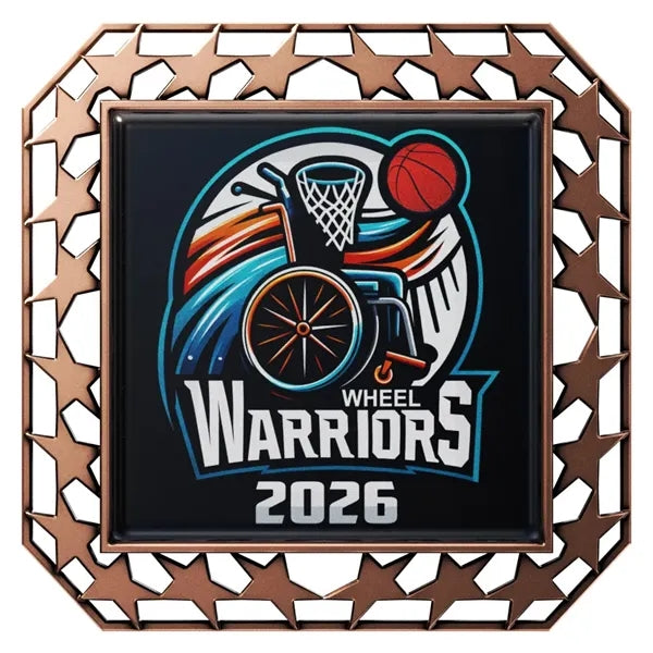 Express Star Border Square Insert Medal