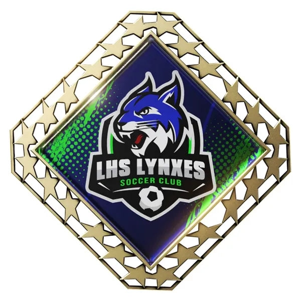 Express Star Border Square Insert Medal