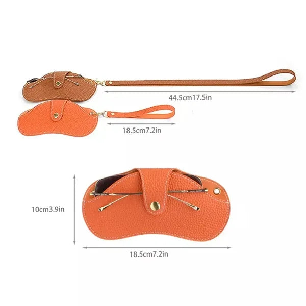 Outdoor Portable Leather Sunglasses Storage Bag With String