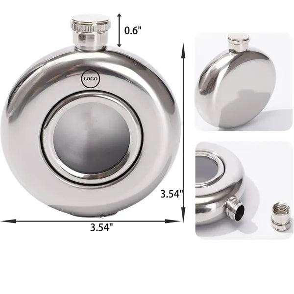 Durable 5 OZ Round Stainless Steel Hip Flask