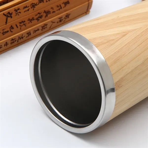 500ml Stainless Steel Bamboo Coffee Mug with Lid
