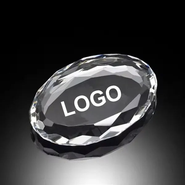 Imprinted 3D Crystal Oval Paperweights