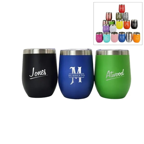 12oz Ovoid Vacuum Stemless Egg-Shaped Wine Tumbler