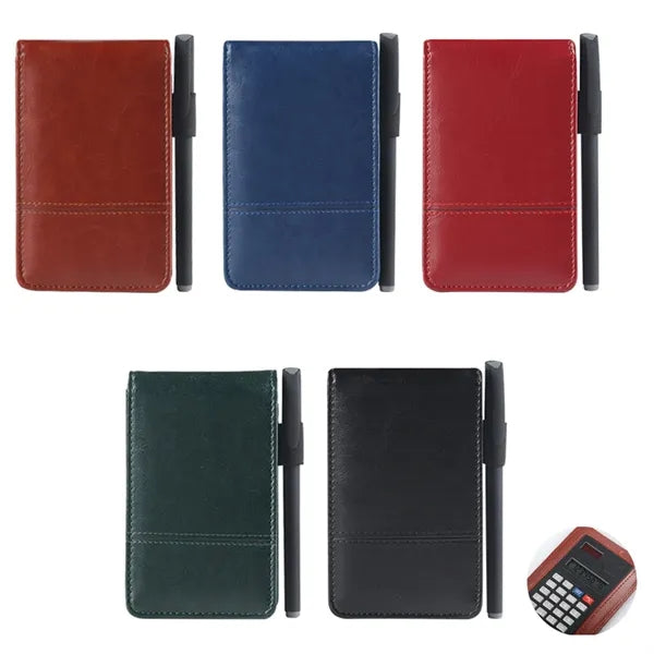 Portable Memo Book With Calculator Pen Holder Set