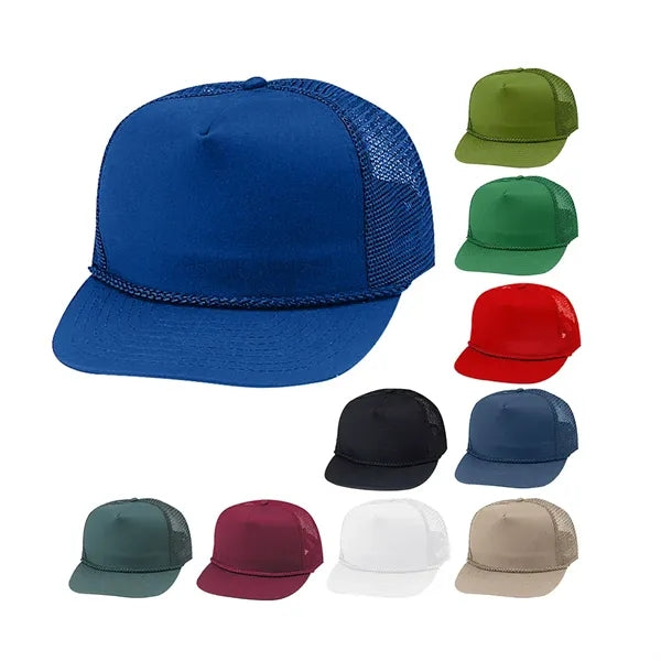 Structured Cotton Blend Twill Mesh Cap