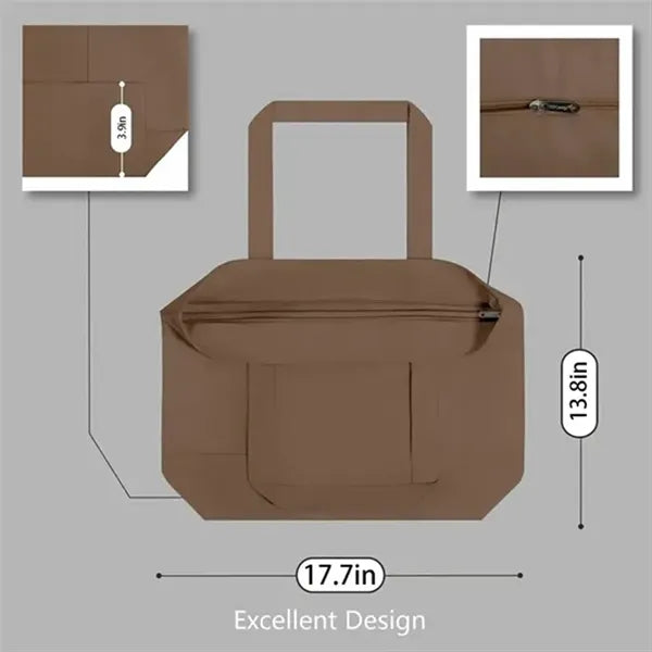 Cotton Tote Bag for Shopping Grocery With Zipper Closure