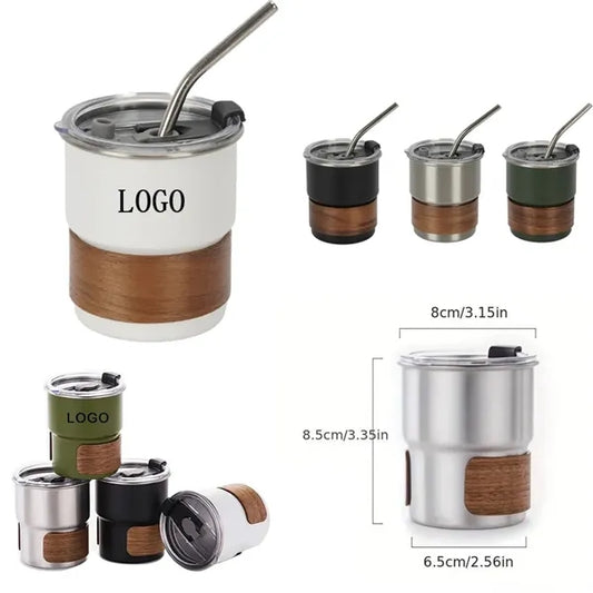 10 Oz. Stainless Steel Camping Mug With Wooden Sleeve